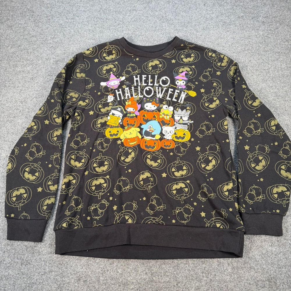 Sanrio Hello Kitty and Friends Halloween Sweatshirt Black All Over Medium #4727 - Picture 2 of 5